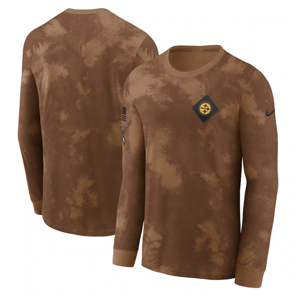 Men's Pittsburgh Steelers Brown 2023 Salute To Service Long Sleeve T-Shirt
